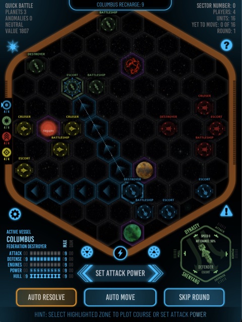 Battle Astra tactical battle with ships on a hex grid