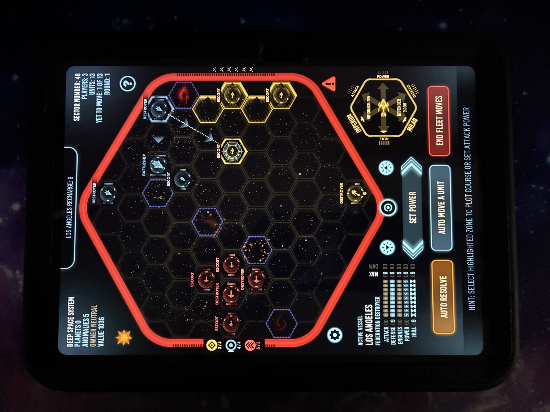 Battle Astra tactical battle displayed on a tablet